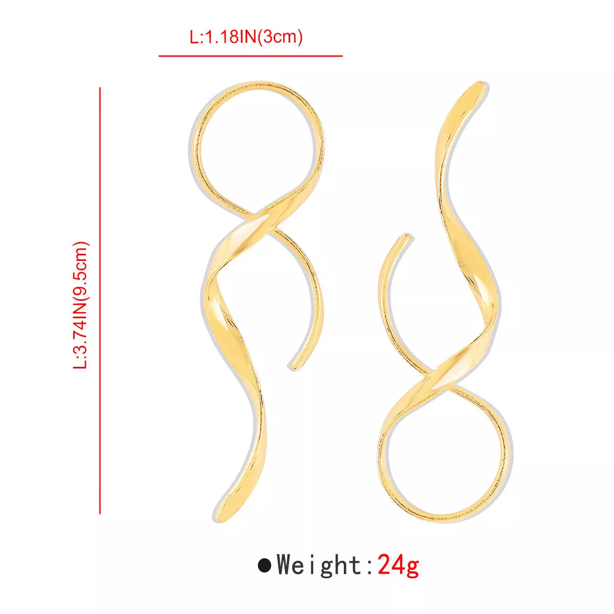 Alloy Spiral Drop Earrings - alternate earring view