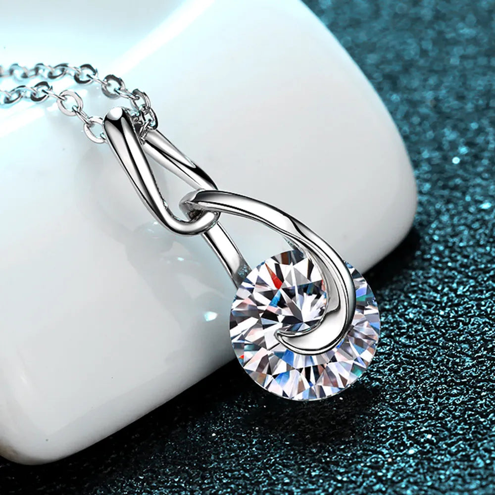 2 Carat Moissanite Sterling Silver Necklace - alternate necklace view