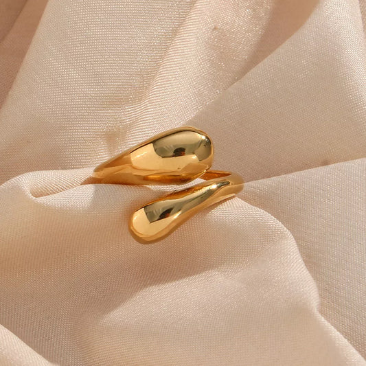 18K Gold-Plated Bypass Ring in Gold - women's ring