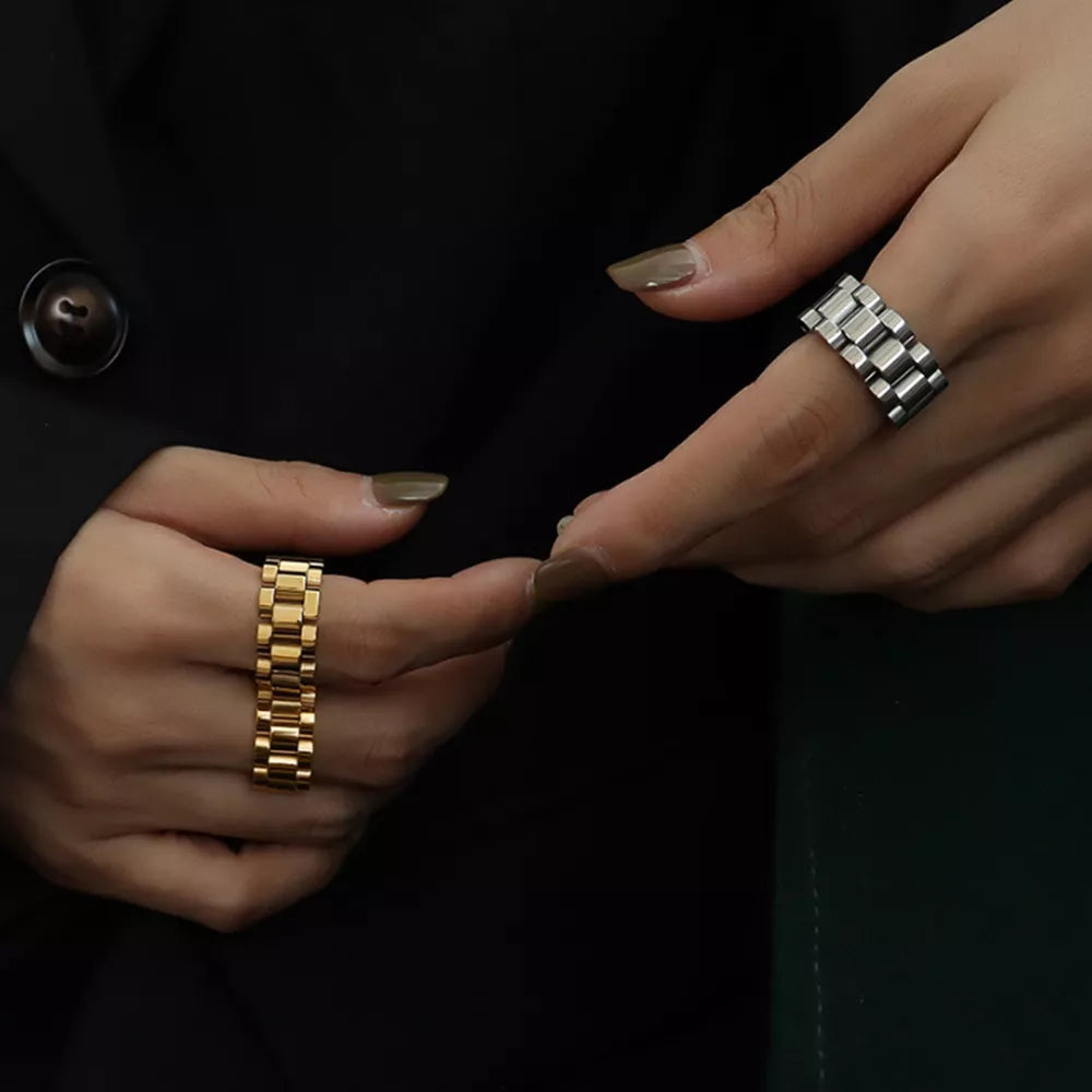 Plated Titanium Steel Ring in Gold - women's ring