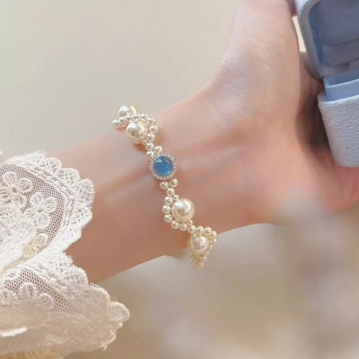 Pearl Sterling Silver Zircon Bracelet - alternate jewelry view