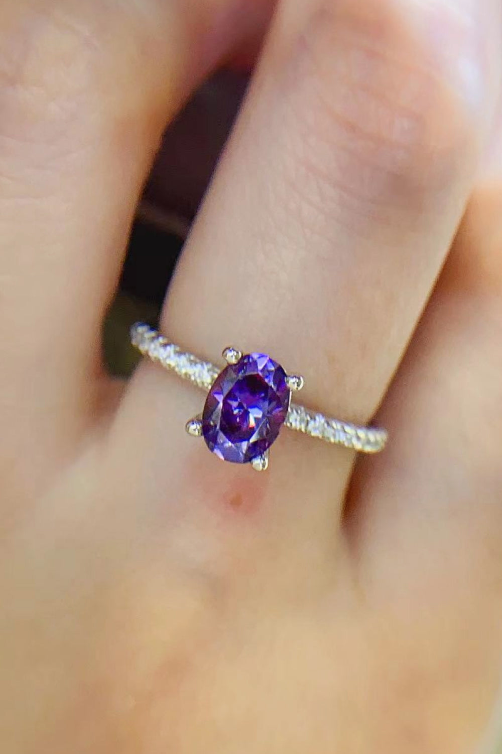 1 Carat Purple Moissanite 4-Prong Ring in Purple - women's ring