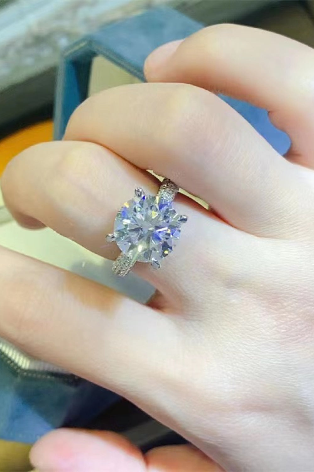 5 Carat Moissanite Sterling Silver Ring - alternate ring view