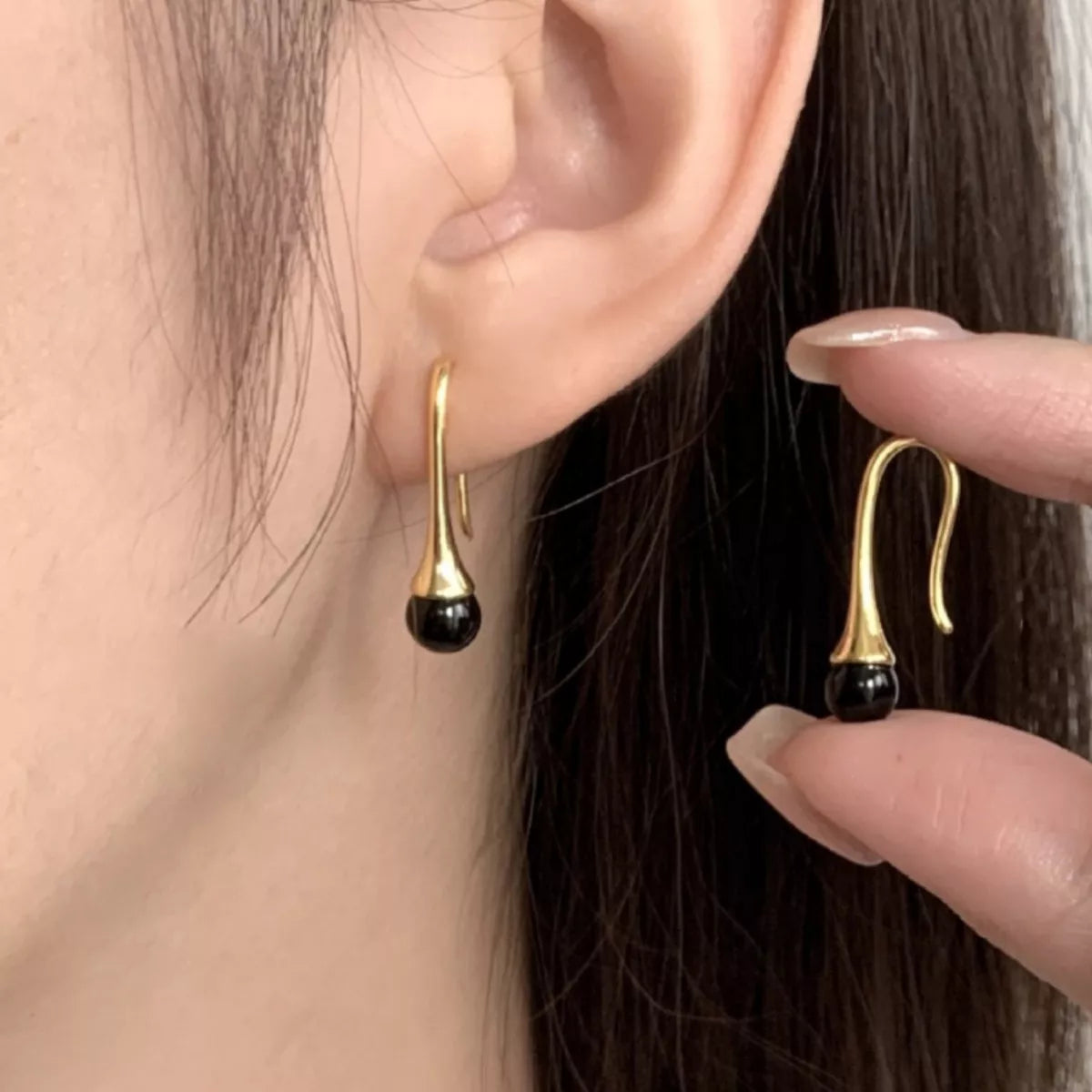 Teardrop Hook Earrings - alternate earring view