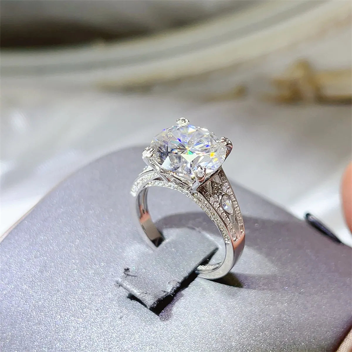 5 Carat Moissanite Sterling Silver Ring in Transparent - women's ring
