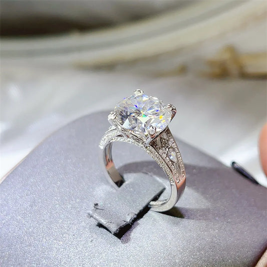 5 Carat Moissanite Sterling Silver Ring in Transparent - women's ring