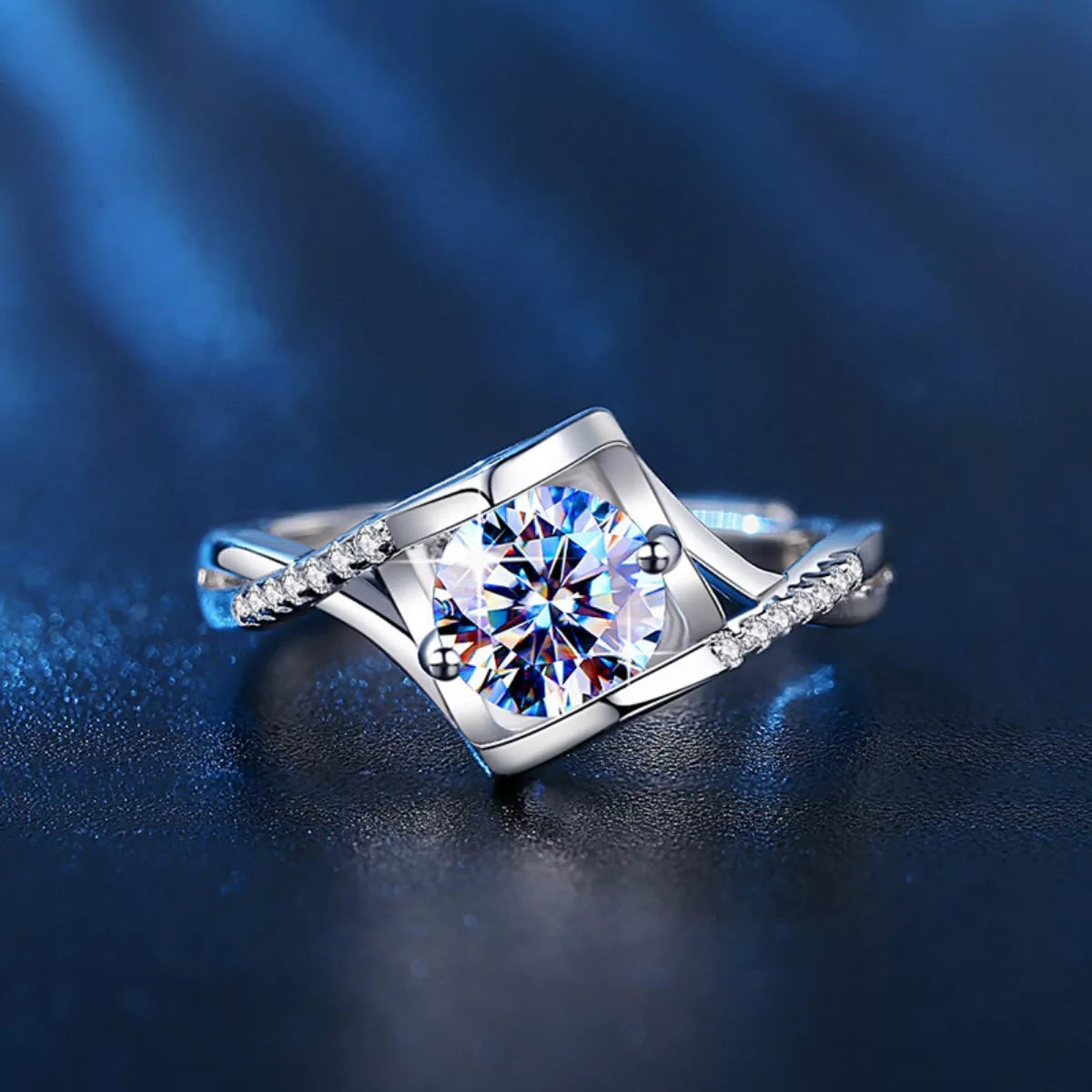 1 Carat Sterling Silver Moissanite Ring in Silver - women's ring