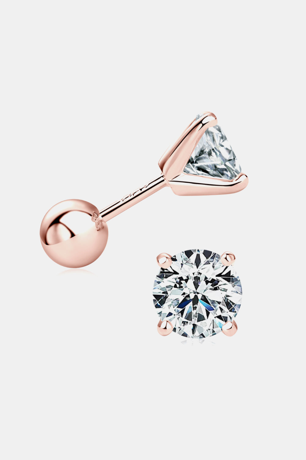 2 Carat Moissanite Sterling Silver Stud Earrings - alternate earring view