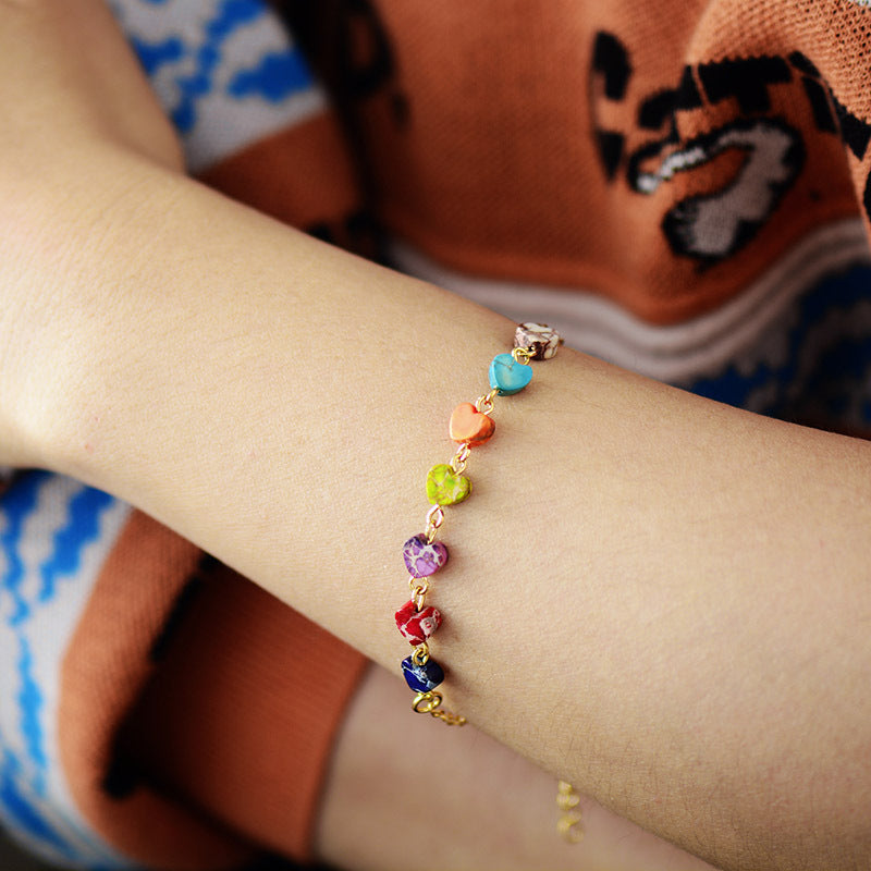 Heart Natural Stone Bracelet - alternate jewelry view