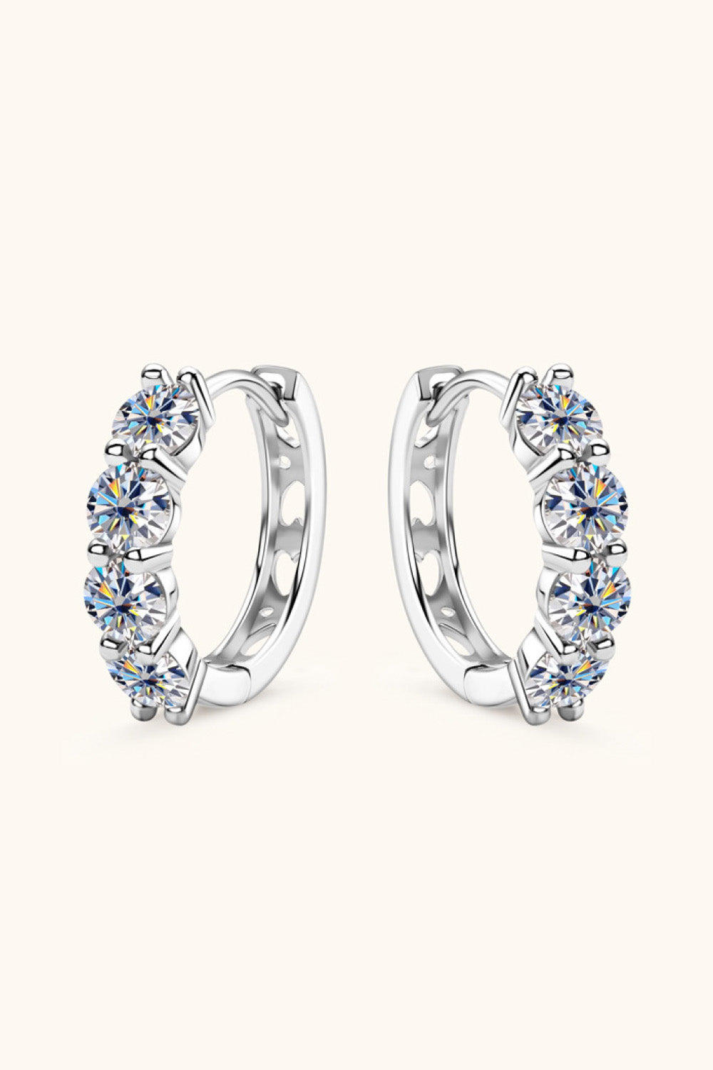 2.4 Carat Moissanite Huggie Earrings in Silver - women's huggie earrings