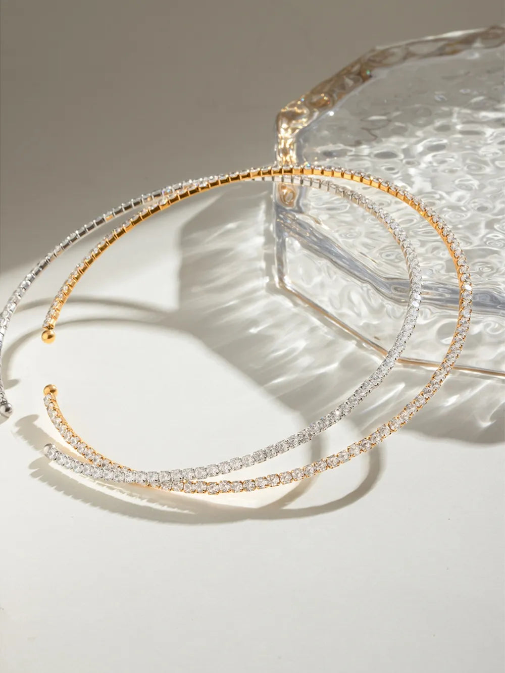 Stainless Steel Inlaid Zircon Necklace - alternate necklace view