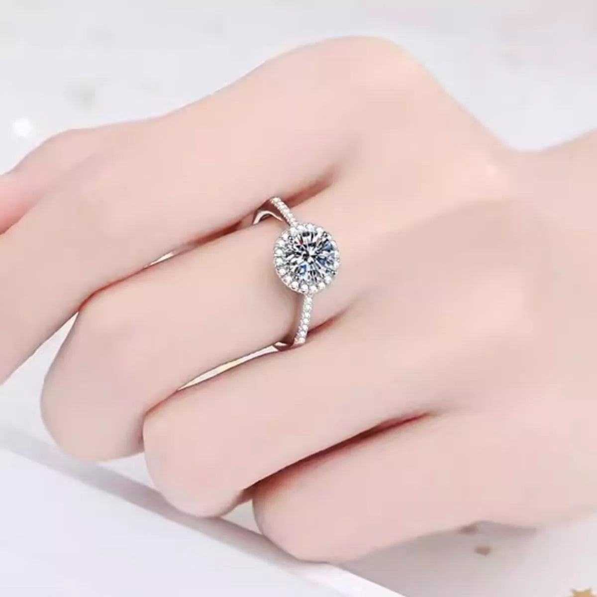 2 Carat Moissanite Sterling Silver Ring - alternate ring view