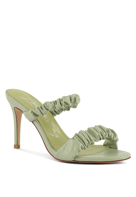 Ruched Strap Stiletto Sandals