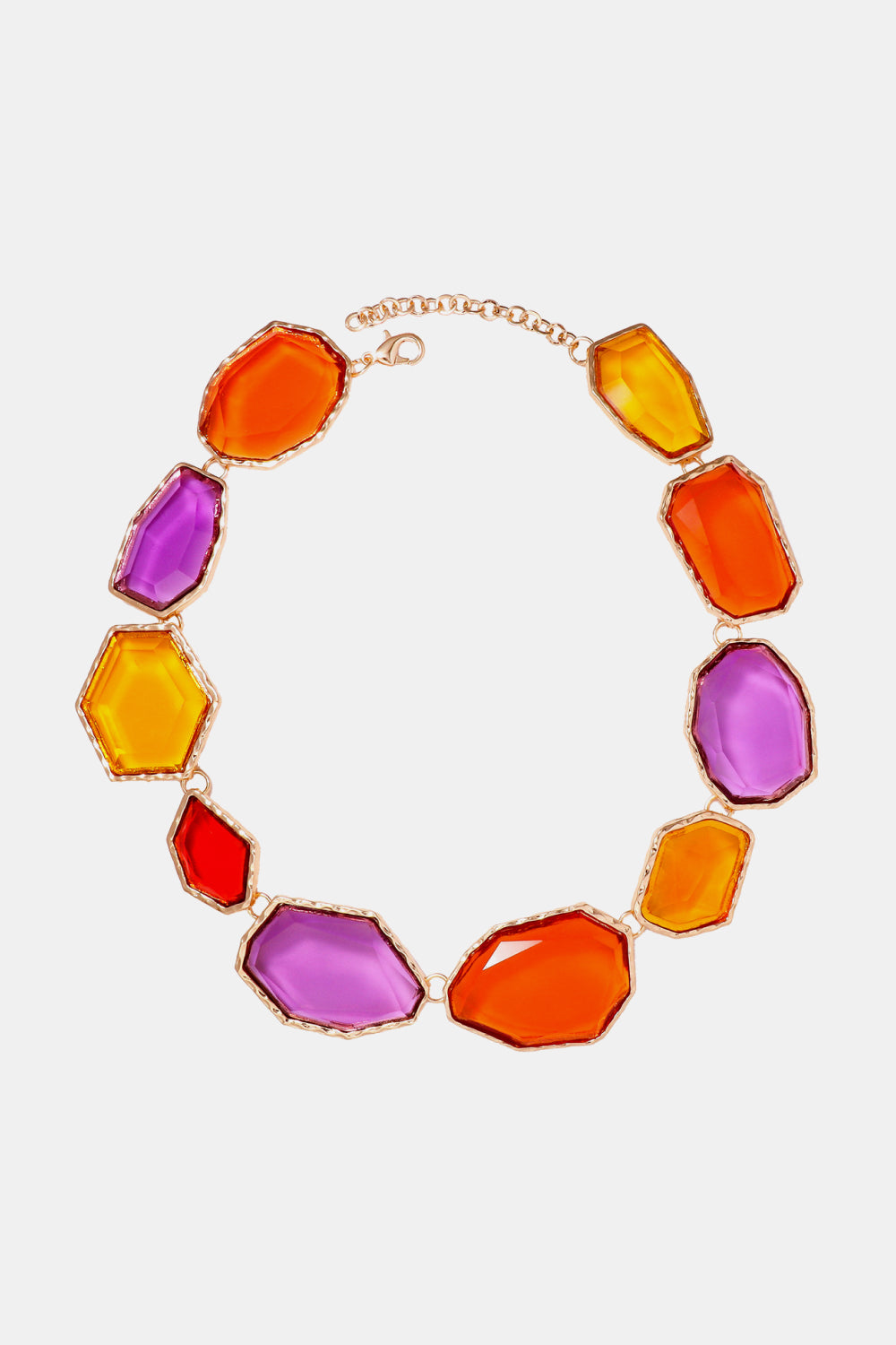 Geometric Shape Zinc Alloy Frame Resin Necklace in Lavender - women's necklace