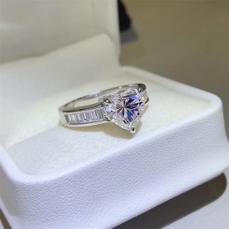 3 Carat Moissanite Sterling Silver Ring in Silver - women's ring