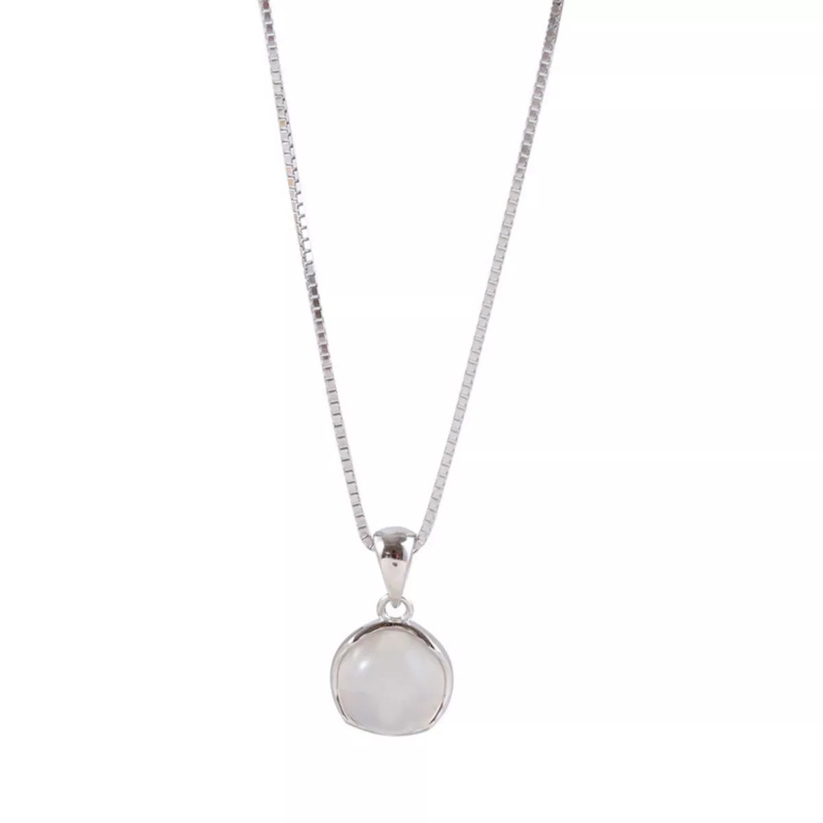 Sterling Silver Cat's Eye Stone Pendant Necklace - alternate necklace view