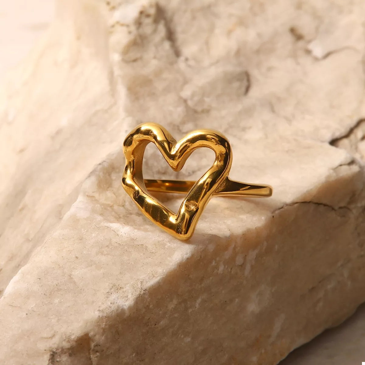 18K Gold-Plated Heart Ring in Gold - women's ring