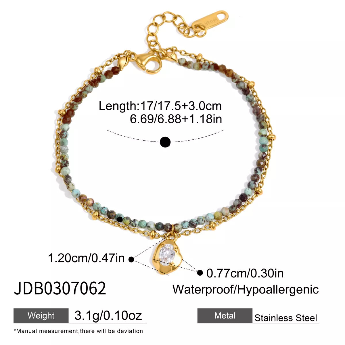 Double Layered Beaded Charm Bracelet - alternate jewelry view