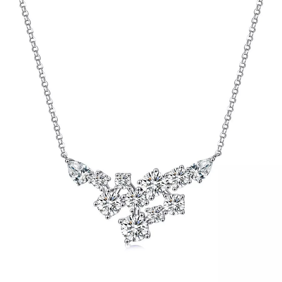 Sterling Silver Zircon Pendant Necklace - alternate necklace view