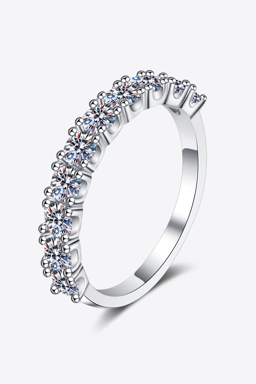 1 Carat Moissanite Half-Eternity Ring in Silver - women's ring