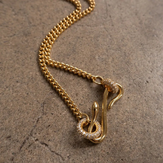 18K Gold-Plated Copper Inlaid Zircon Necklace in Style A - women's necklace