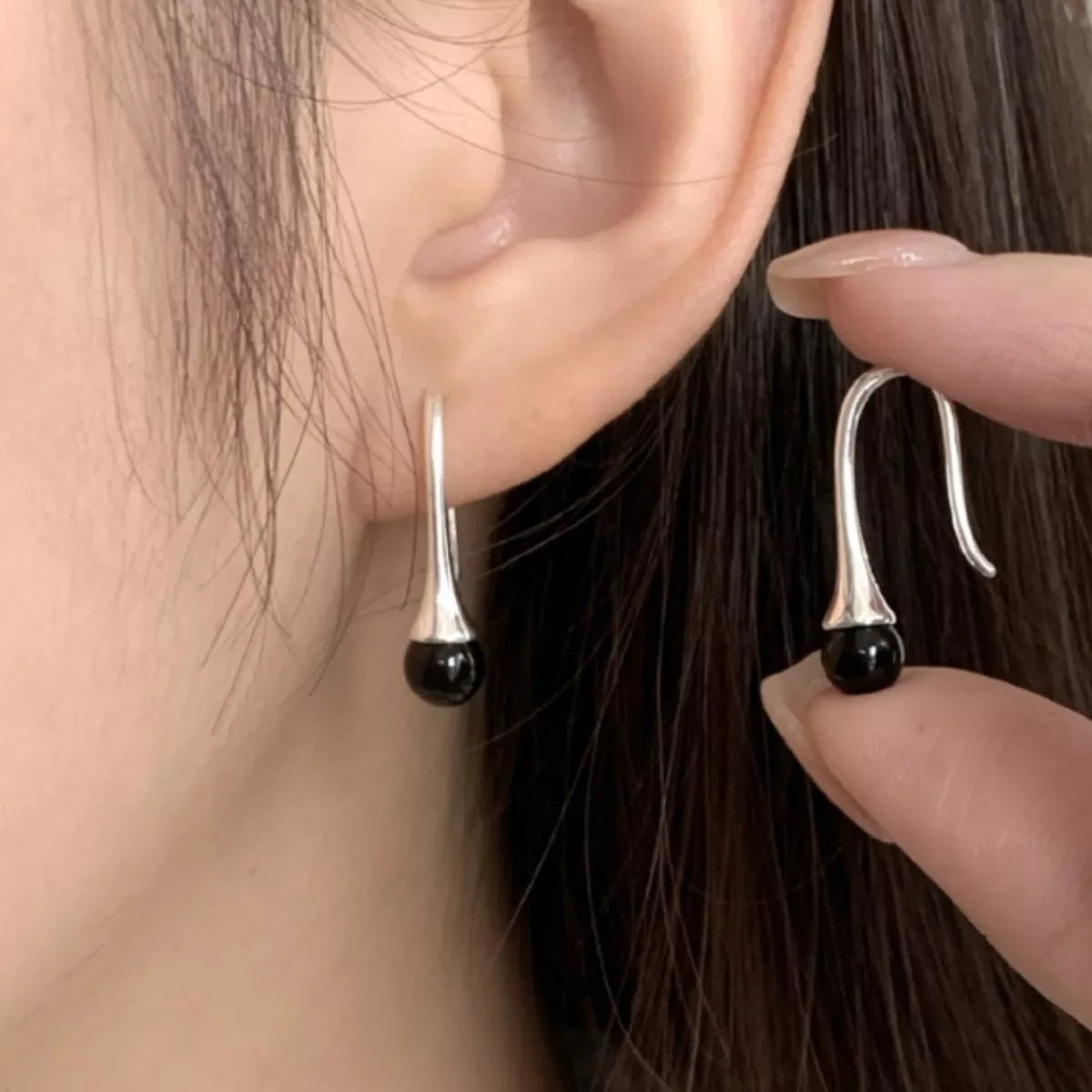 Teardrop Hook Earrings - alternate earring view