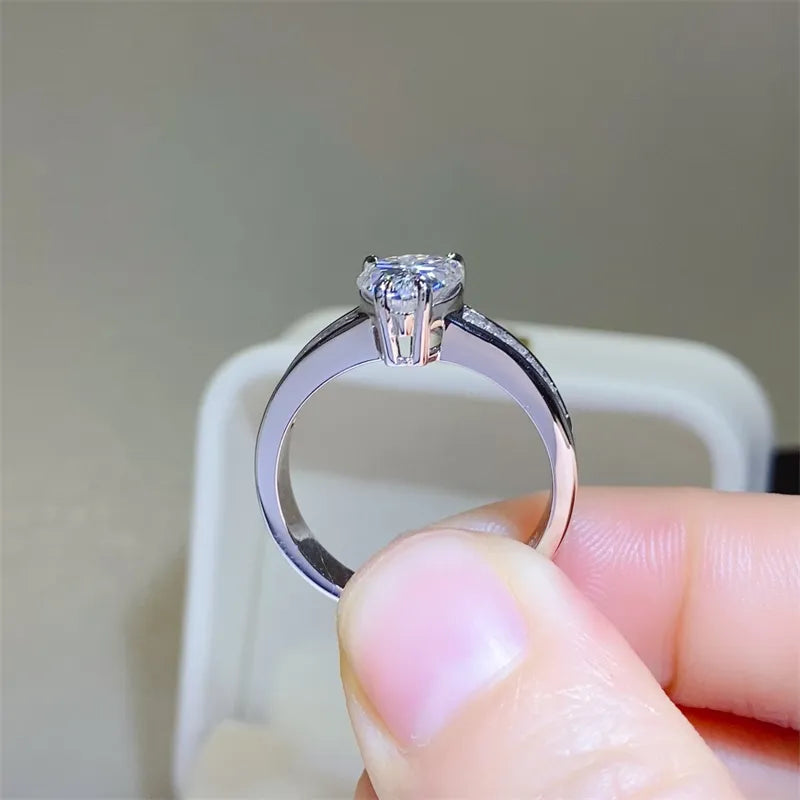 3 Carat Moissanite Sterling Silver Ring in Silver - women's ring