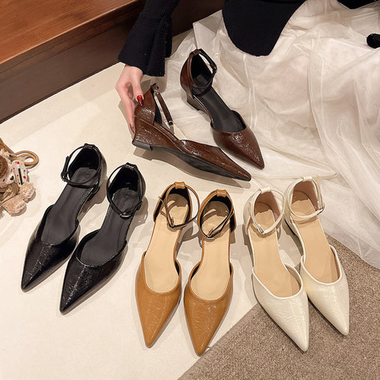Pointed-Toe Ankle-Strap Pumps in Black - women's heels