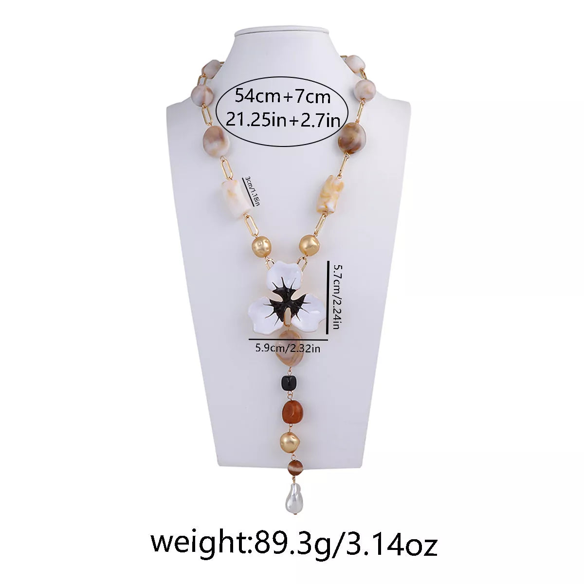 Alloy Dripping Oil Flower Resin Y-Shaped Necklace - alternate necklace view