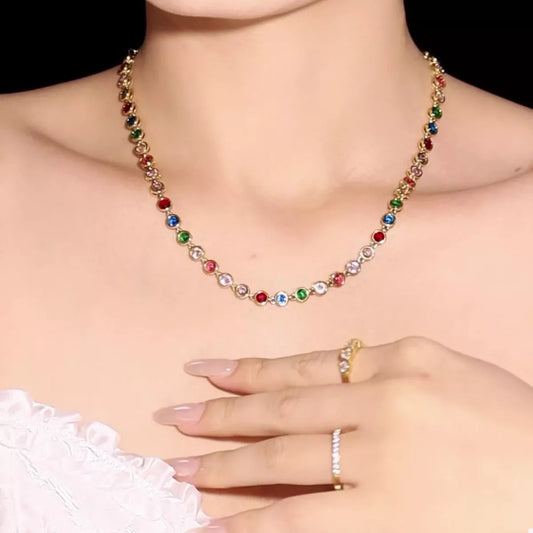 18K Gold-Plated Zircon Necklace in Multi - women's necklace