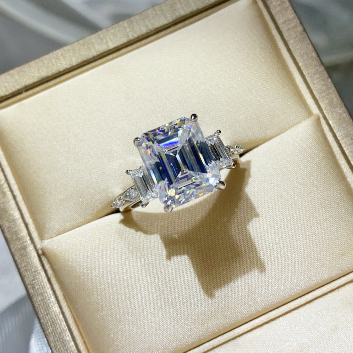 5 Carat Moissanite Sterling Silver Ring in Silver - women's ring
