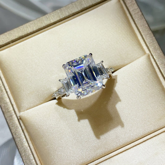 5 Carat Moissanite Sterling Silver Ring in Silver - women's ring