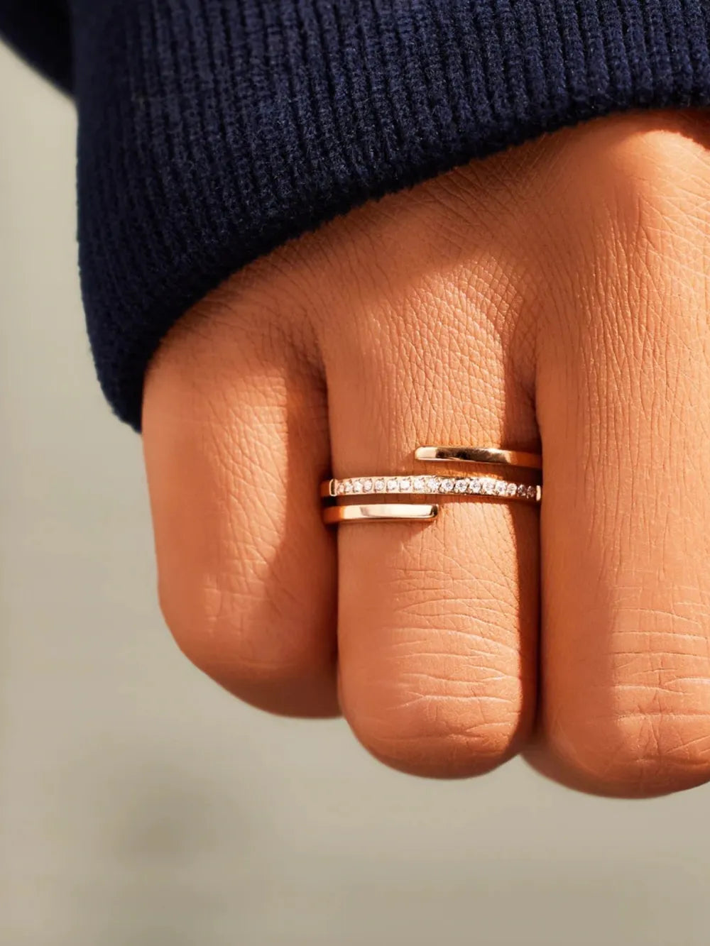 Sterling Silver Inlaid Zircon Ring in Silver - women's ring
