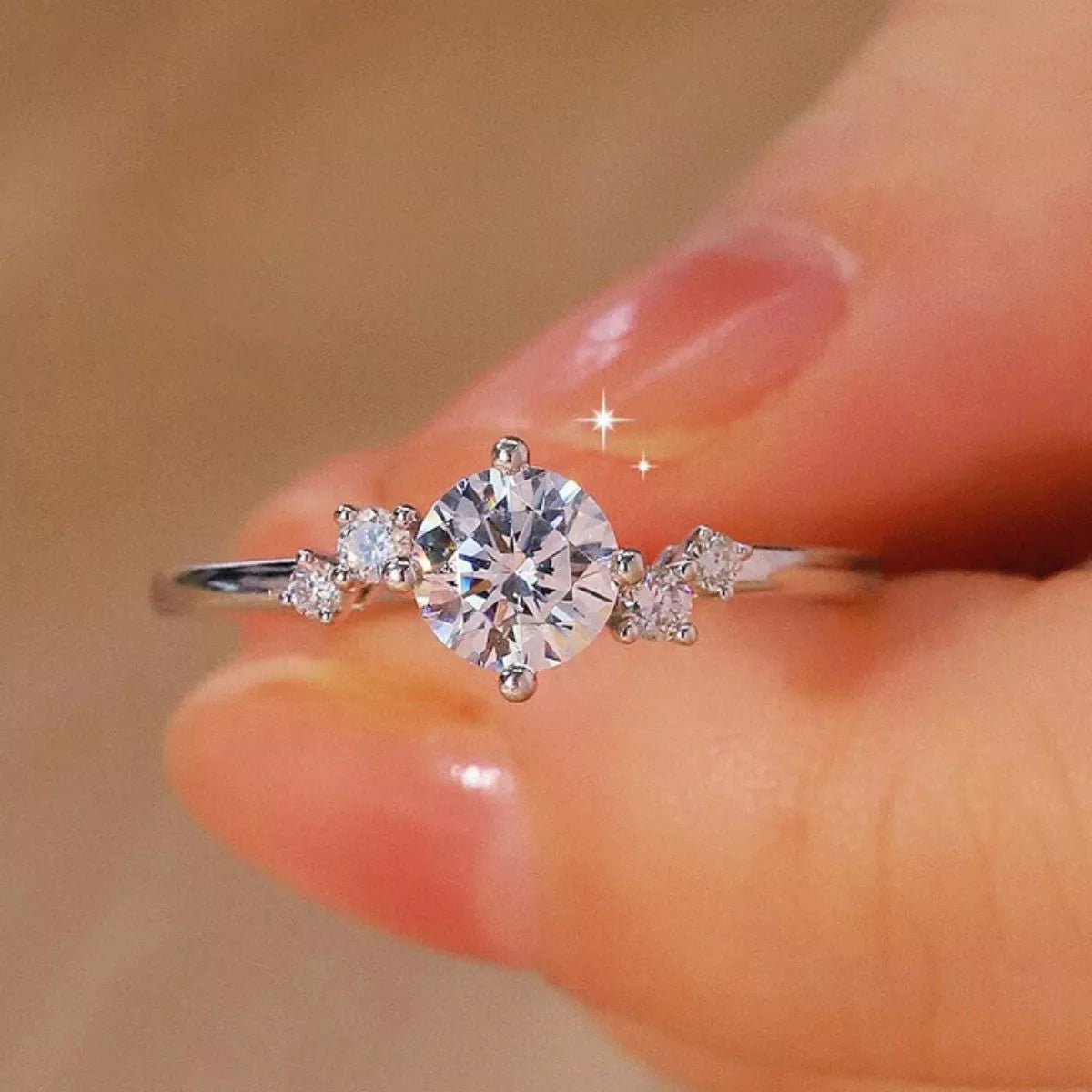 1 Carat Moissanite Sterling Silver Ring in Silver - women's ring