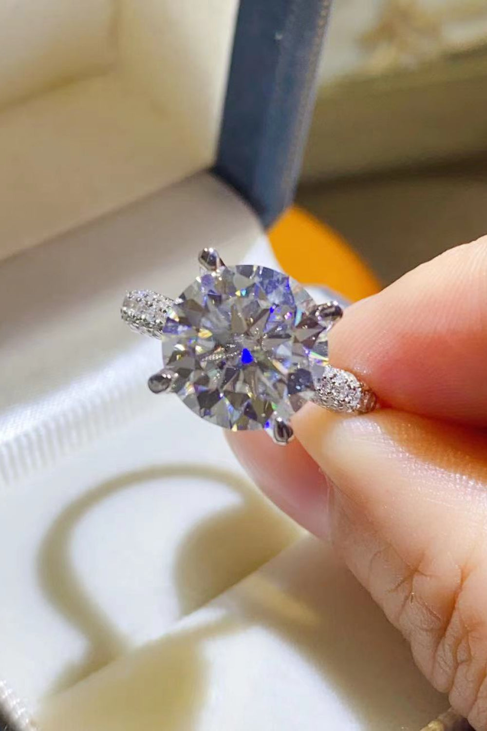 5 Carat Moissanite Sterling Silver Ring in Silver - women's ring