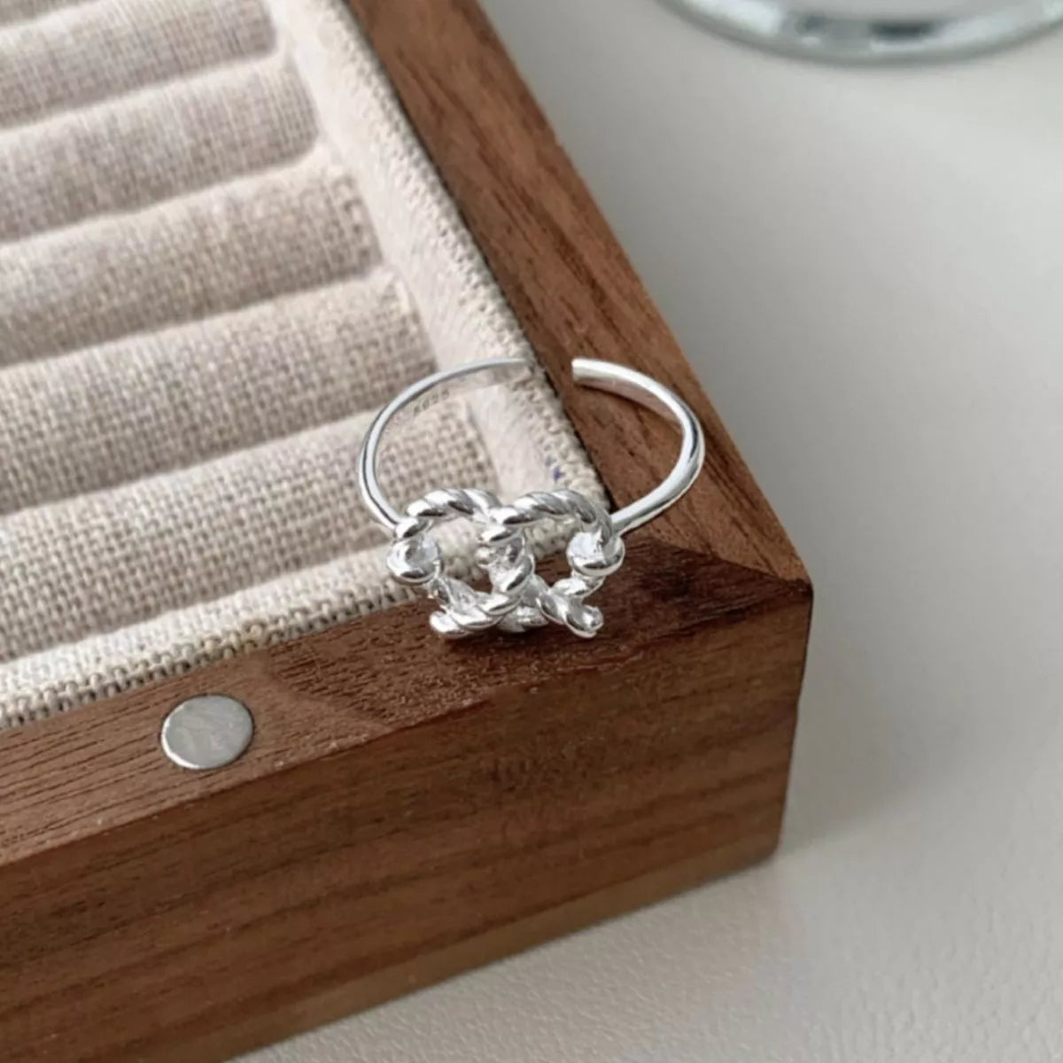 Sterling Silver Heart Knot Ring - alternate ring view