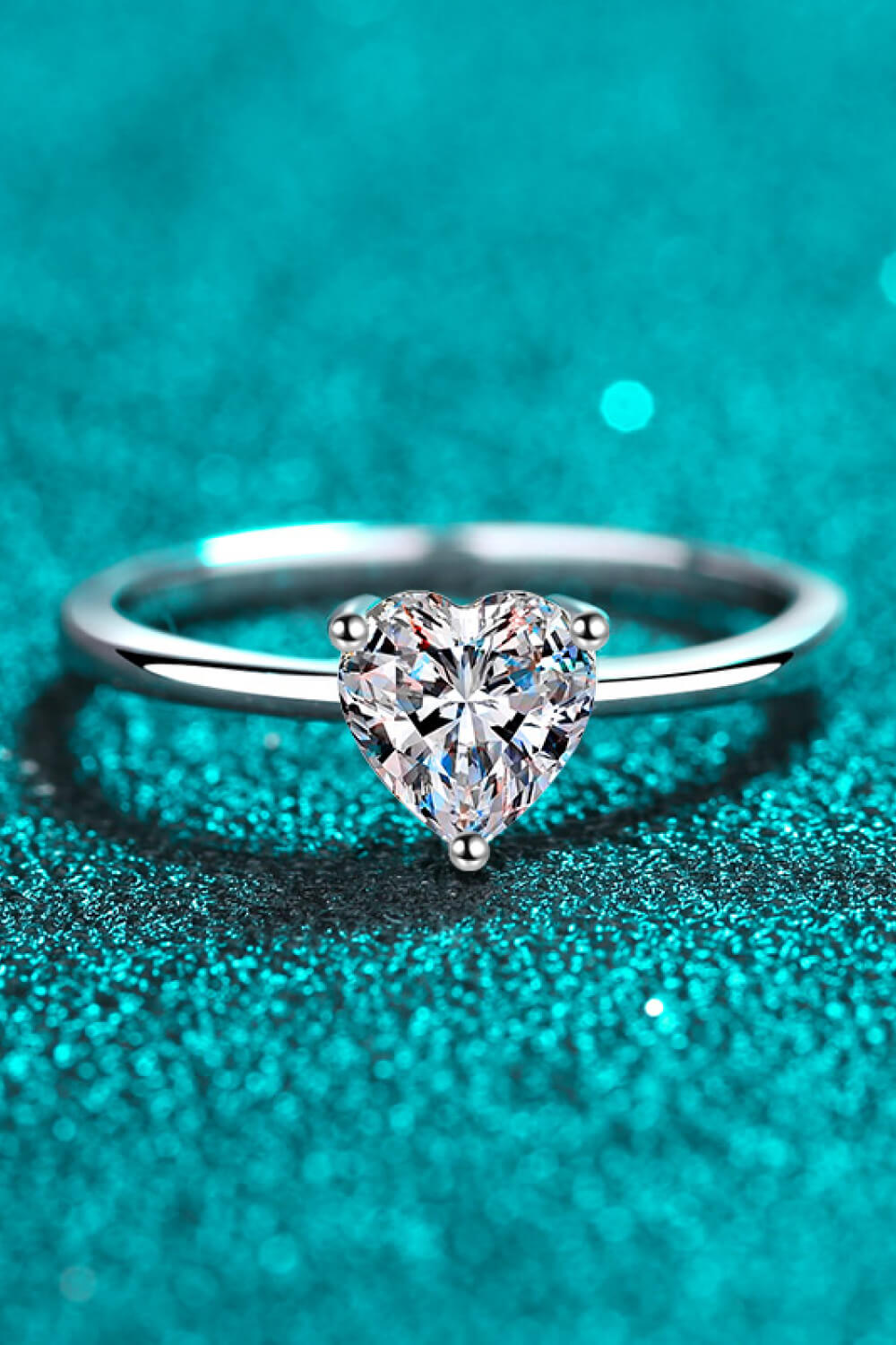 Sterling Silver Heart-Shaped Moissanite Solitaire Ring in Silver - women's solitaire ring