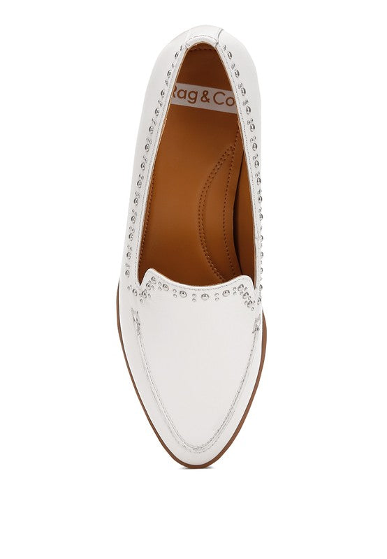 Delicate Stud Leather Loafers