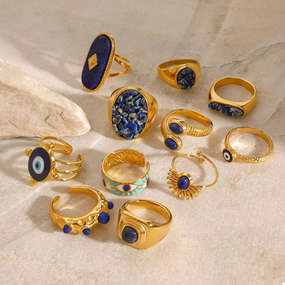 18K Gold-Plated Natural Stone Ring in style A - women's ring