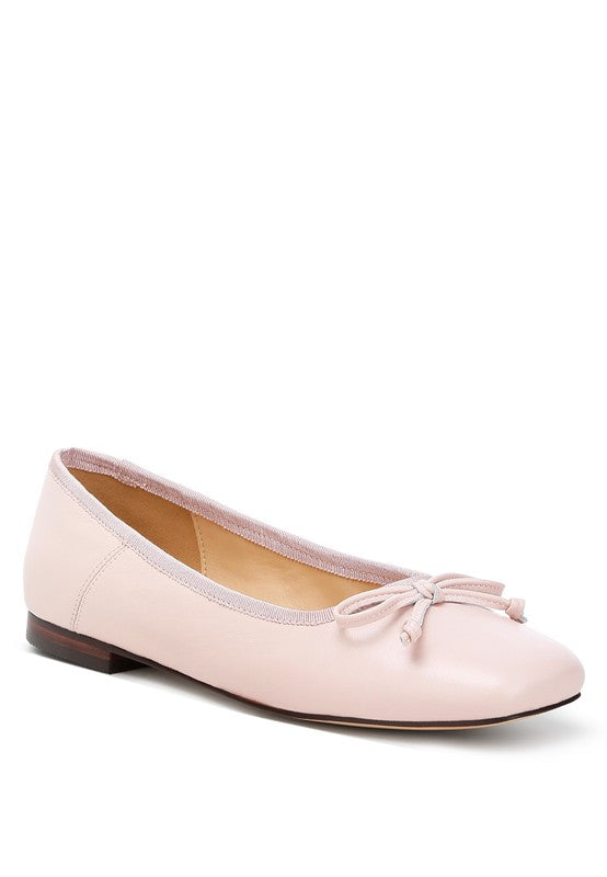 Square-Toe Bow Ballerinas