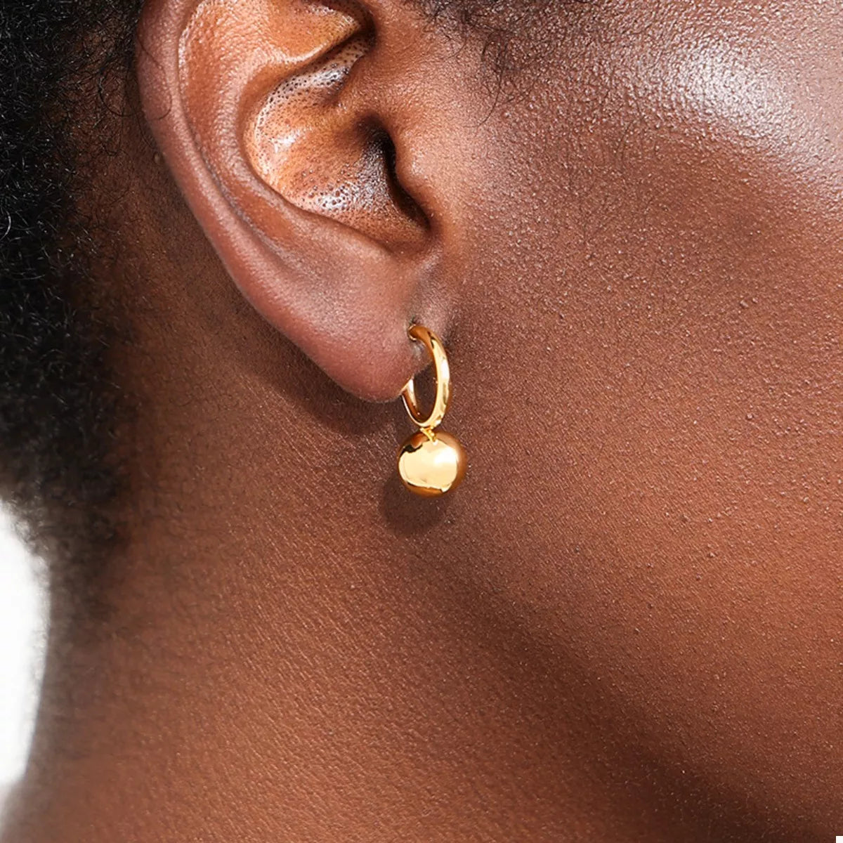 18K Gold-Plated Ball Hoop Earrings - alternate earring view
