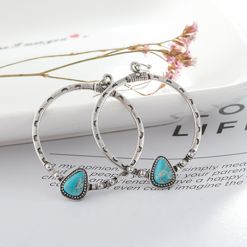 Artificial Turquoise Drop Earrings in Silver - women's drop earrings