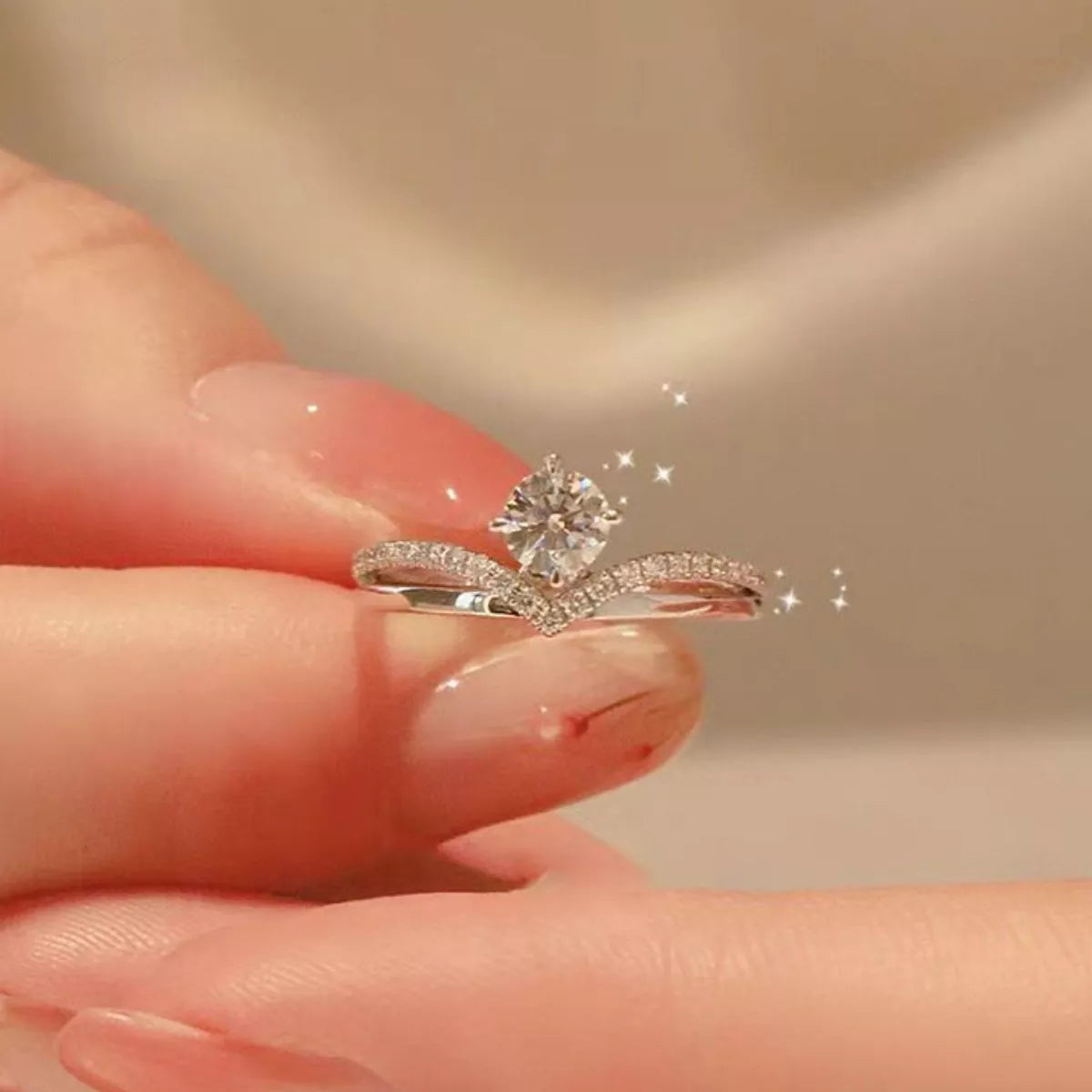 1 Carat Sterling Silver Moissanite Ring - alternate ring view