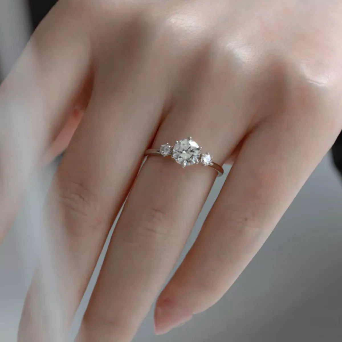 Sterling Silver Moissanite Ring in Silver - women's ring