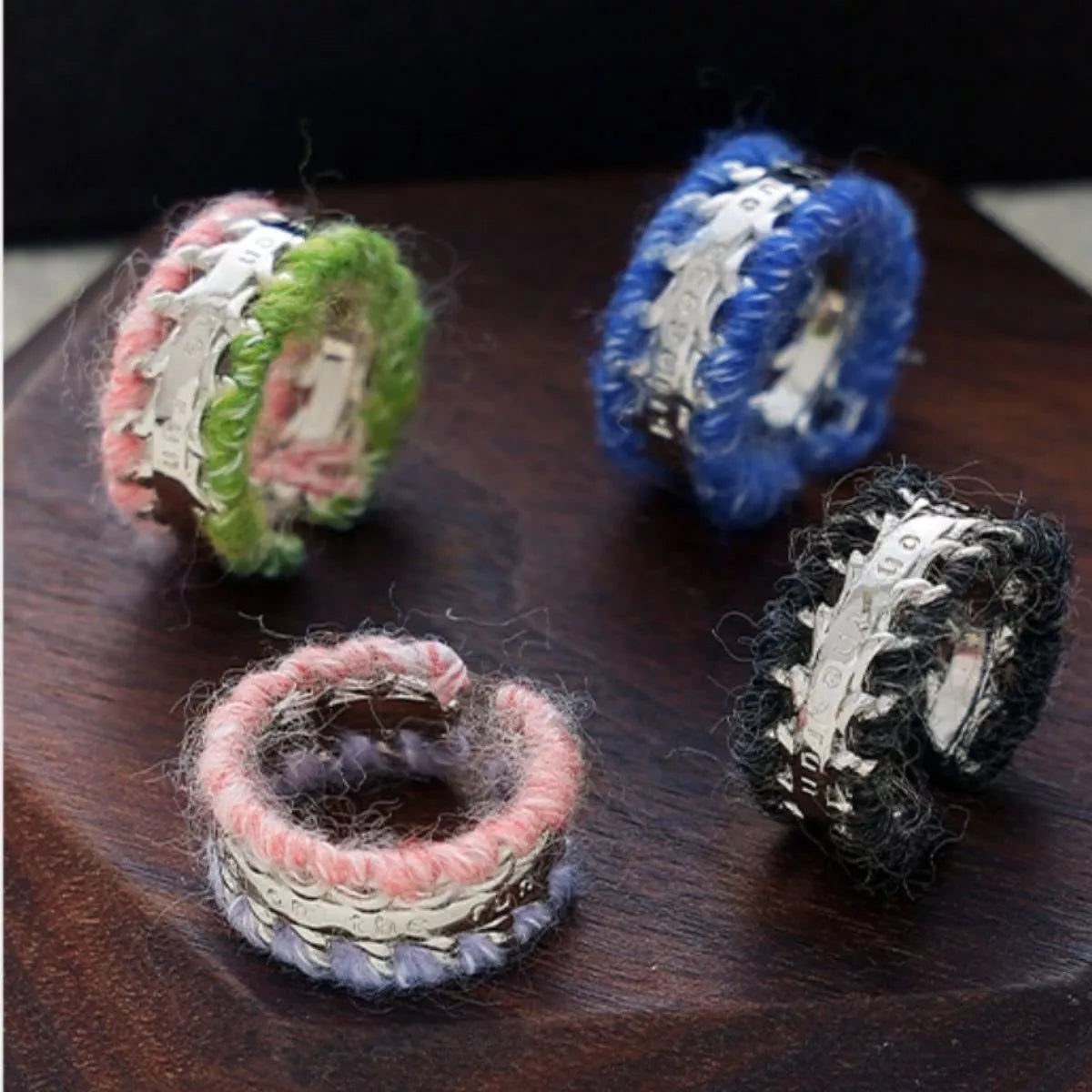 Brass Yarn-Wrapped Open Ring in Lavender - women's open ring