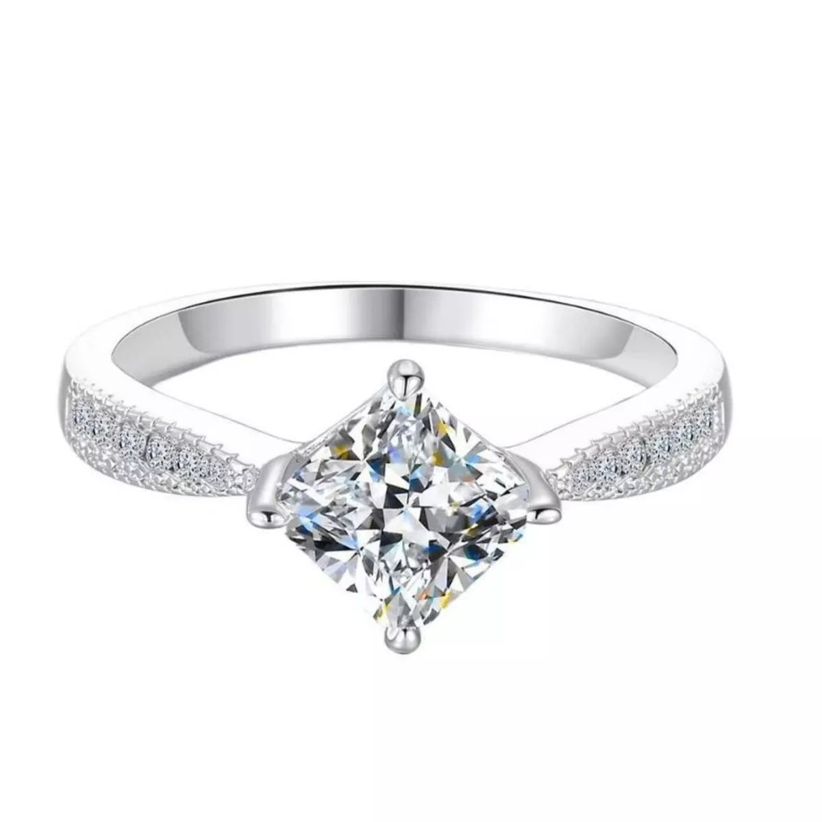 1 Carat Sterling Silver Moissanite Geometric Ring - alternate ring view