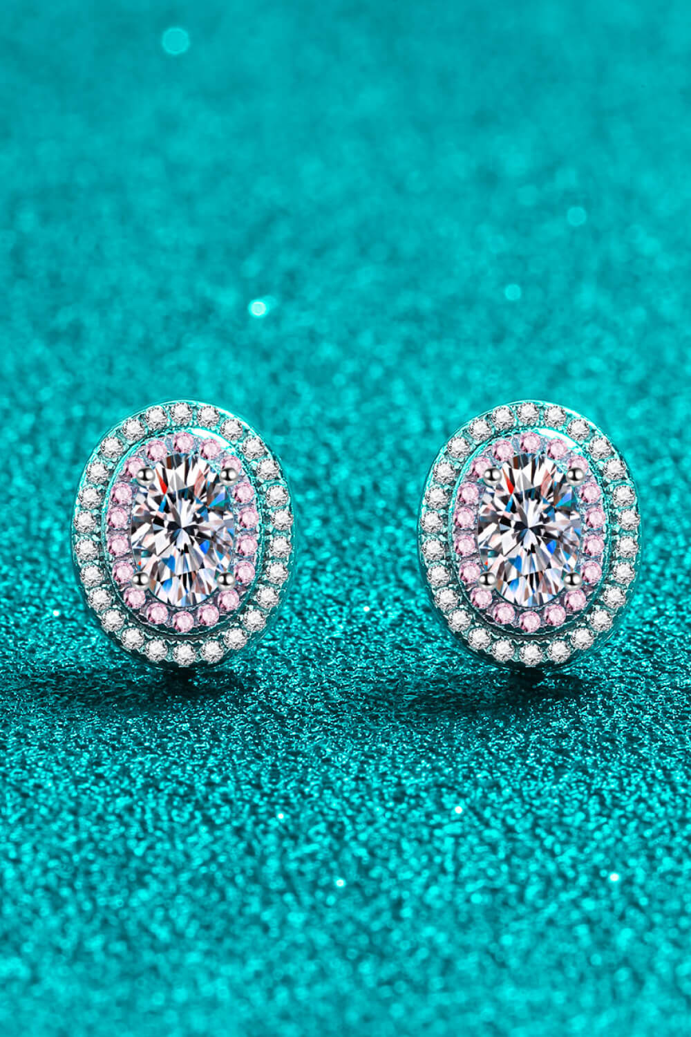 Platinum-Plated Moissanite Stud Earrings - alternate earring view