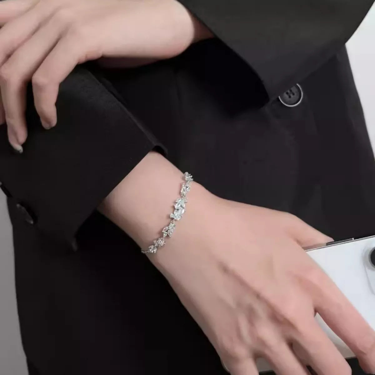Sterling Silver Zircon Wisteria Bracelet - alternate jewelry view