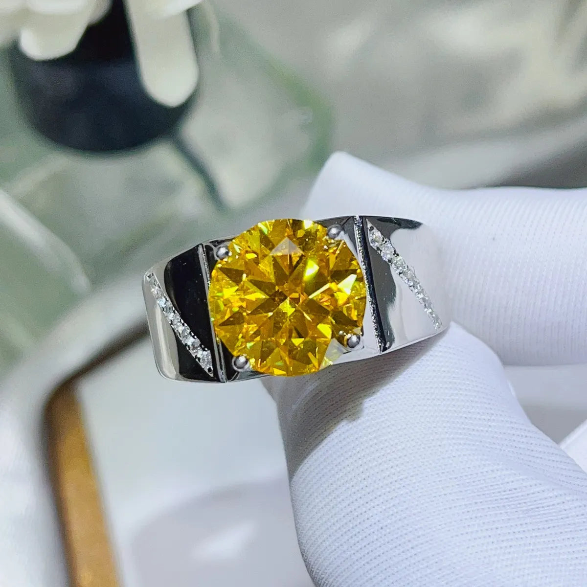 5 Carat Moissanite Sterling Silver Ring - alternate ring view