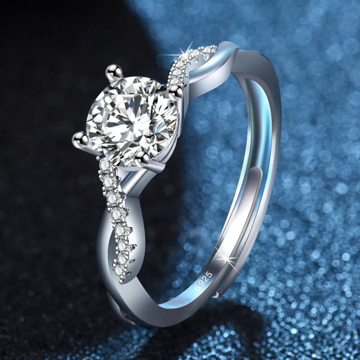 1 Carat Moissanite Sterling Silver Ring in Silver - women's ring